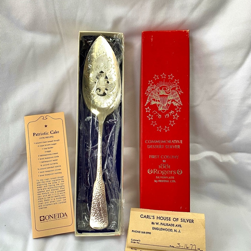 Vtg 1776 1976 ROGERS First Colony Commemorative Dessert Server Collectible